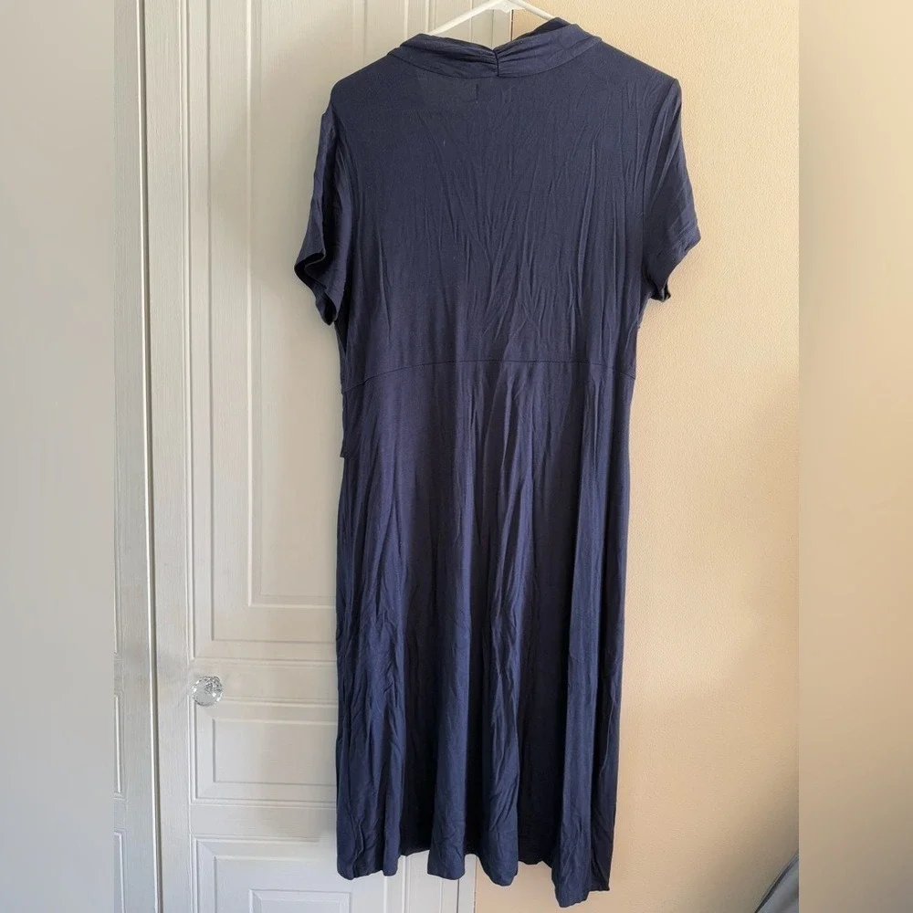 A:glow Elegant Navy Blue Maternity Nursing‎ Breastfeeding Dress Large